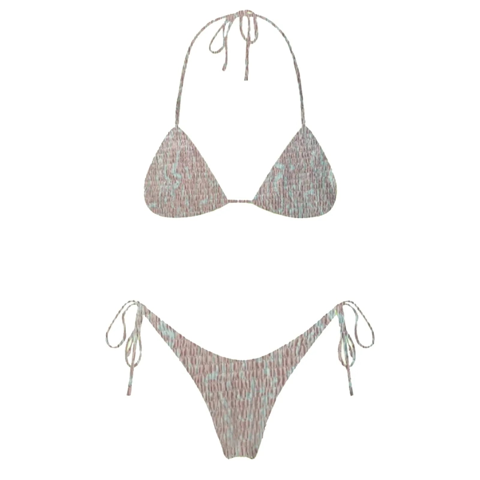 2025 Sexy Micro Bikini Side Tie Thong Two-Piece Swimwear Halter Swimming Suit For Women Floral Print Ladies Bathing Suit