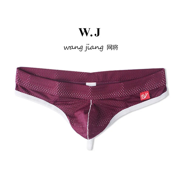 WJ Man Thong Low Waist Nylon Mesh Breathable Men's Thong T Briefs