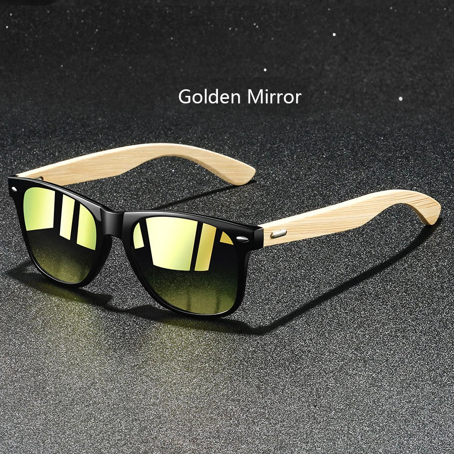 Fashion  Vintage Bamboo Wood Square Sunglasses Men Women Luxury Brand Designer Sun Glasses Wooden Driving Fishing UV400 Eyewear