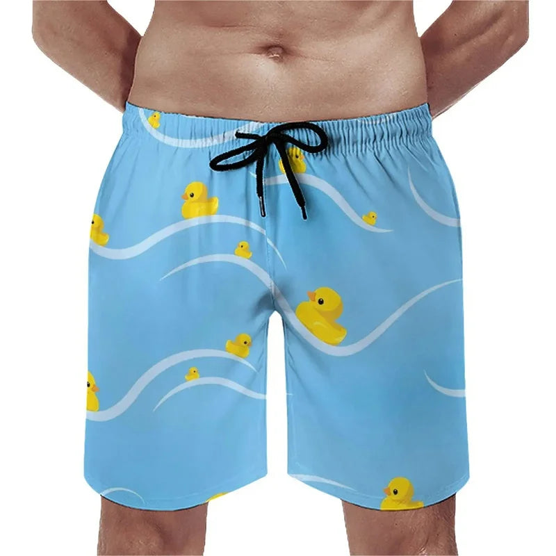 Summer New 3D Printed Cute Animal Yellow Duck Beach Shorts For Men Kid Funny Streetwear Swimming Trunks Fashion Cool Short Pants