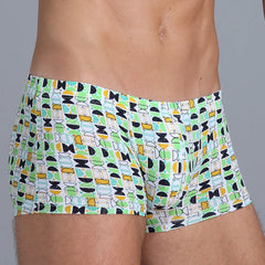 New Men Ice Silk Underwear Low waist Boxers shorts Pants Separate Open Warehouse Thin Printing Boxers