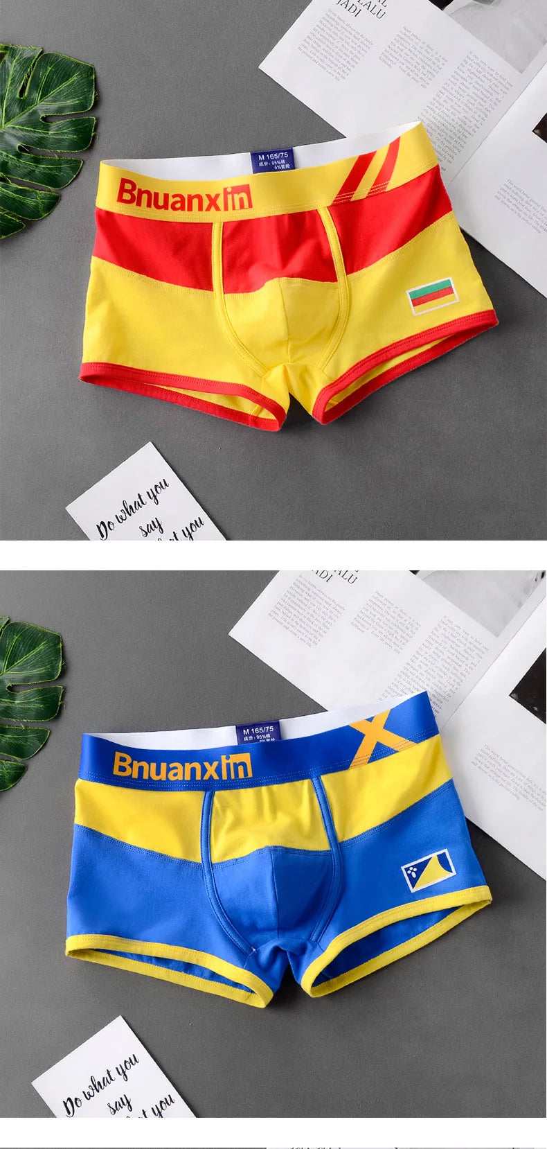Breathable Cotton Men's Boxer Briefs Colors of national flag male boxer shorts mens underwear comfortable Boyshorts
