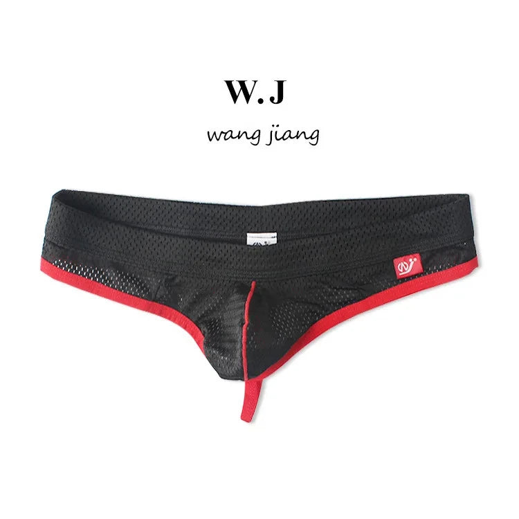 WJ Man Thong Low Waist Nylon Mesh Breathable Men's Thong T Briefs