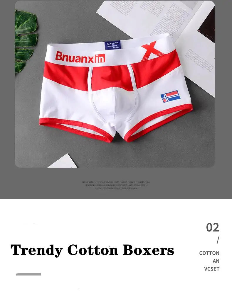 Breathable Cotton Men's Boxer Briefs Colors of national flag male boxer shorts mens underwear comfortable Boyshorts