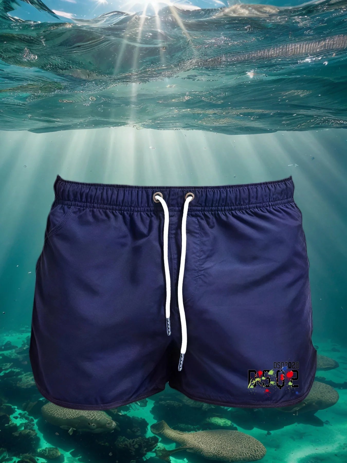 Men's quick drying beach shorts, athletic shorts, summer swimwear, Men's casual sports swim board, 2025 New beach fashion