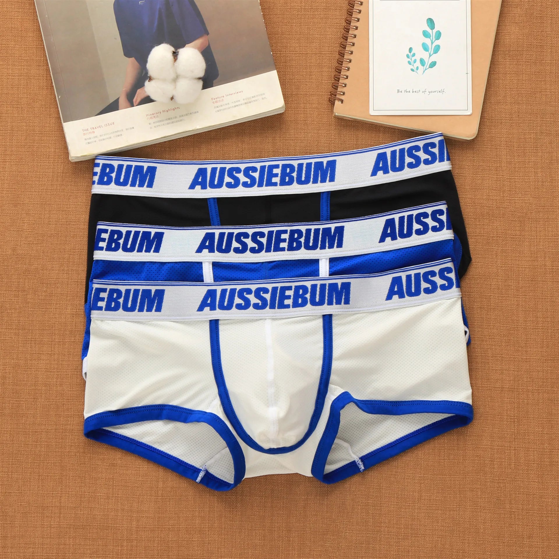 Aussiebum men's boxers Mesh underwear low waist fashion jockstrap comfortable breathable elastic letter youth shorts