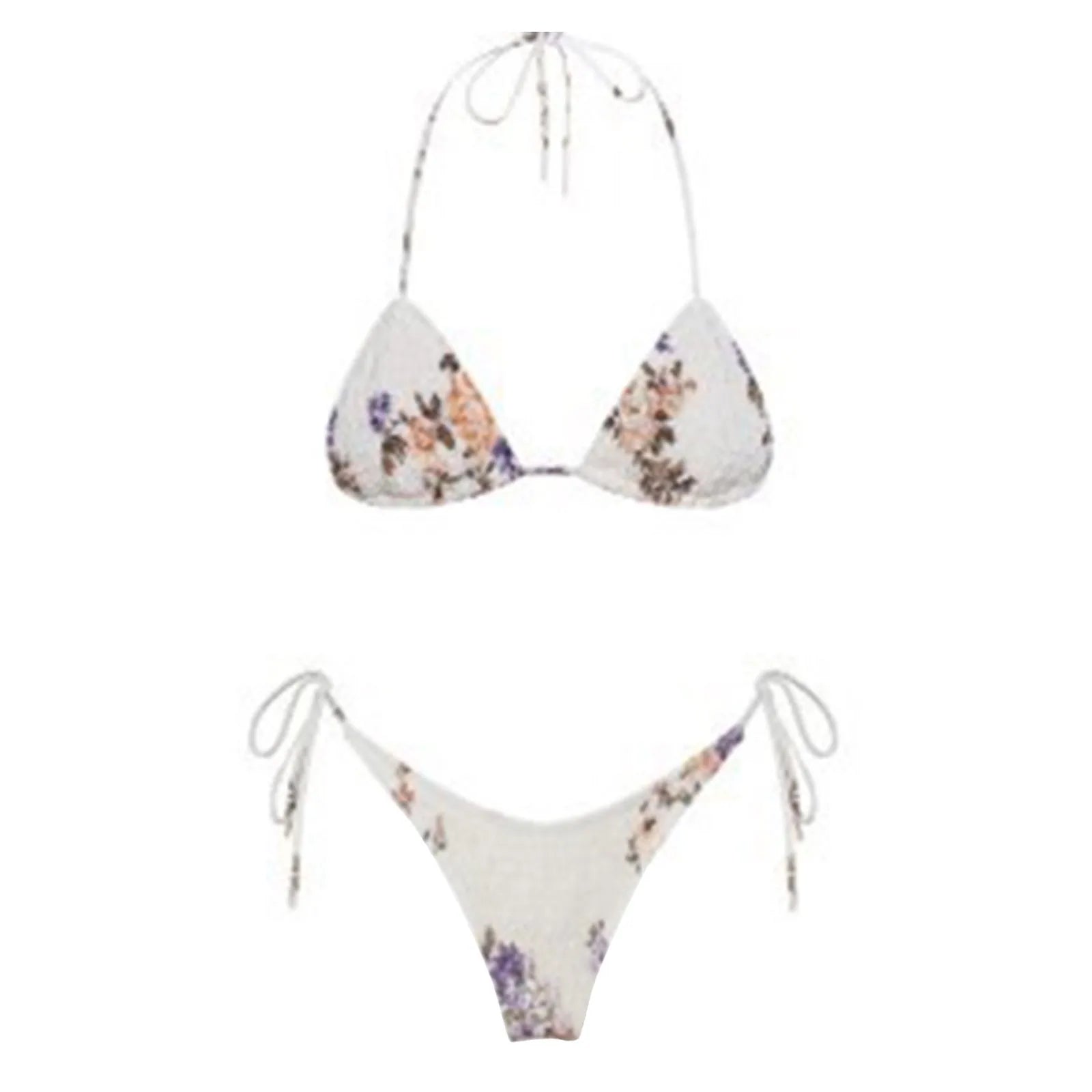 2025 Sexy Micro Bikini Side Tie Thong Two-Piece Swimwear Halter Swimming Suit For Women Floral Print Ladies Bathing Suit