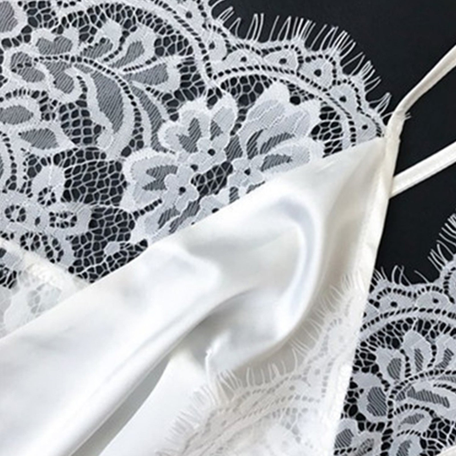 Women Sleepwear Satin Sexy Lace Pajamas Set Female Elegant Sleeveless Top And Shorts Nightgowns Bathing Suit Underwear Canisa