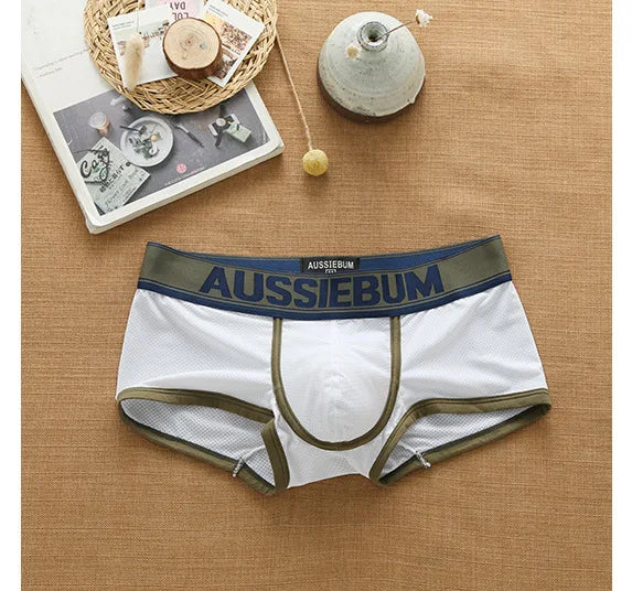Aussiebum men's boxers Mesh underwear low waist fashion jockstrap comfortable breathable elastic letter youth shorts