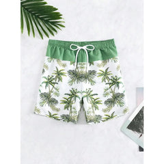 Men's 3d Coconut Tree Printed Swimsuit Swimming Shorts Summer Soft And Breathable Polyester Beach Shorts Surfing Shorts