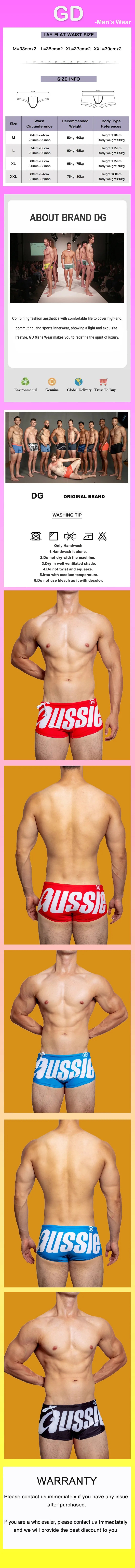 AUSSIE Men's Swim Trunks  Low Waisted  Sexy Fashionable Flat Angle Swim Trunks  Triangle Hot Spring Beach Letters