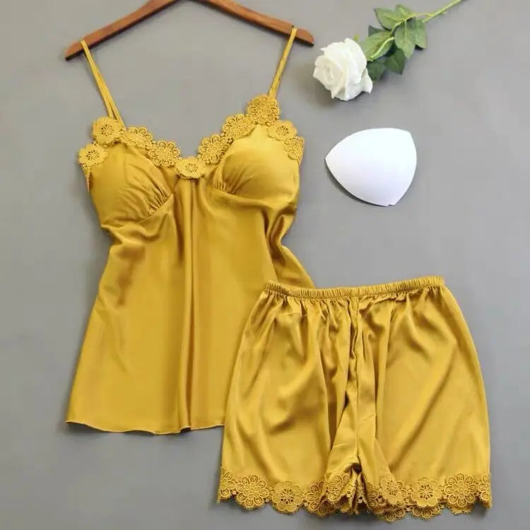 Light Green Women's Sexy Shorts Pajama Set Pajama Summer Casual Pajama Home Wear