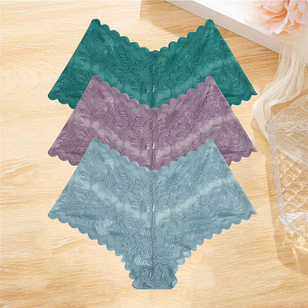 3pcs Lace Boyshort Underwear Set