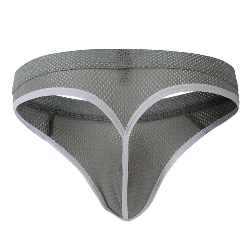 WJ Man Thong Low Waist Nylon Mesh Breathable Men's Thong T Briefs