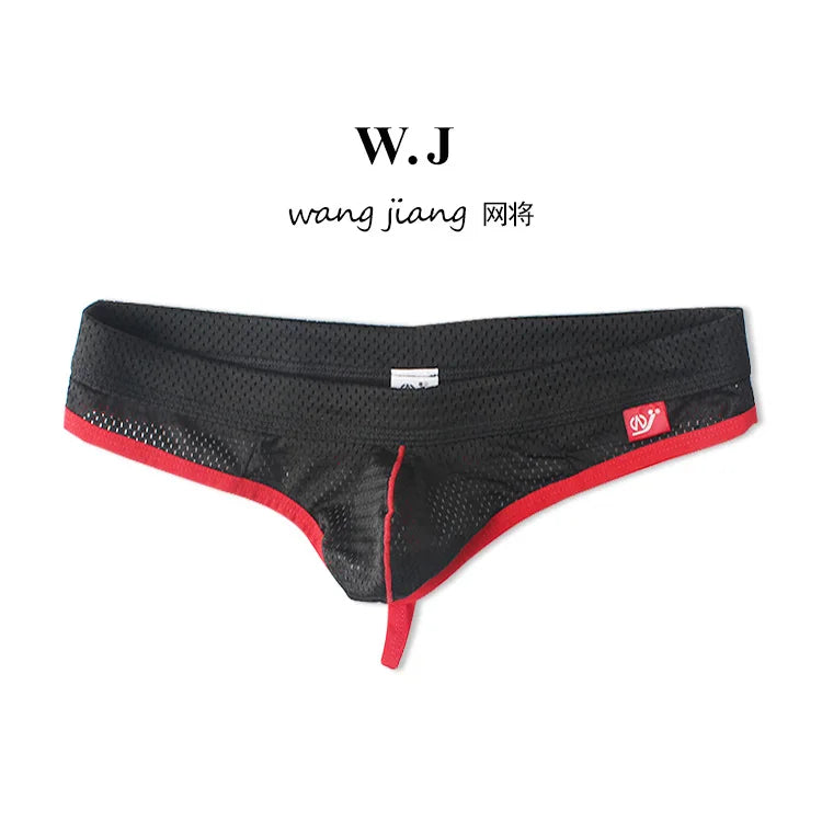 WJ Man Thong Low Waist Nylon Mesh Breathable Men's Thong T Briefs