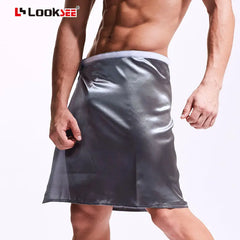 Summer thin glossy skort skirt Sexy towel men's bathrobe One size bottoms