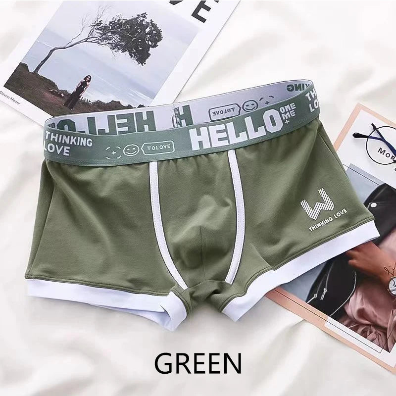Men's Cotton Boxer Shorts with Letter Belt
