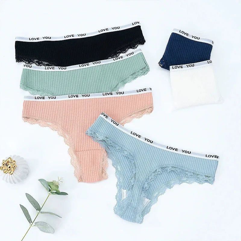 3PC Lace Tanga Low-Waist Thongs