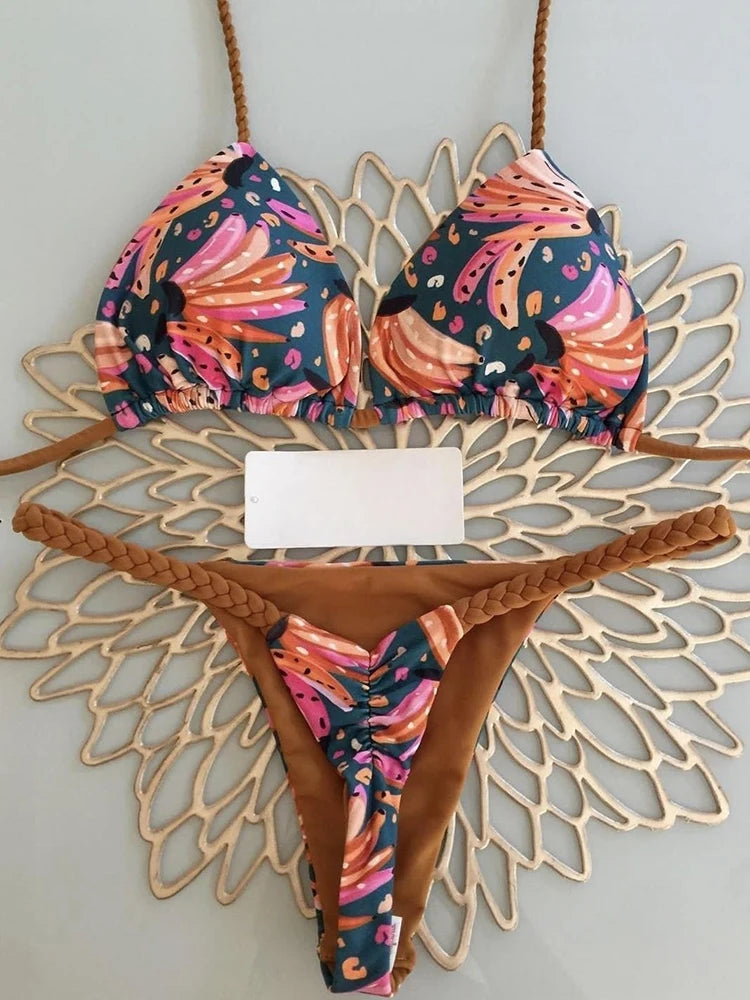 High-Waist Zebra Bikini Set