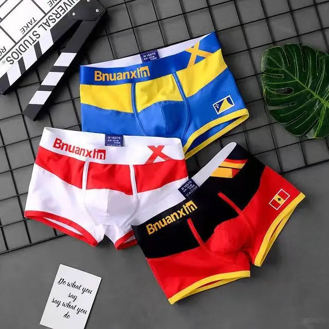 Breathable Cotton Men's Boxer Briefs Colors of national flag male boxer shorts mens underwear comfortable Boyshorts