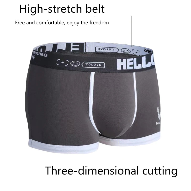 Men's Cotton Boxer Shorts with Letter Belt