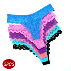 3PC Lace Low-Waist Sexy Thongs