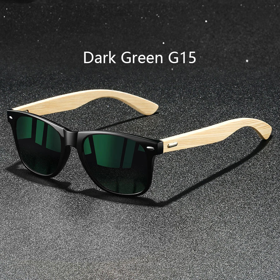 Fashion  Vintage Bamboo Wood Square Sunglasses Men Women Luxury Brand Designer Sun Glasses Wooden Driving Fishing UV400 Eyewear