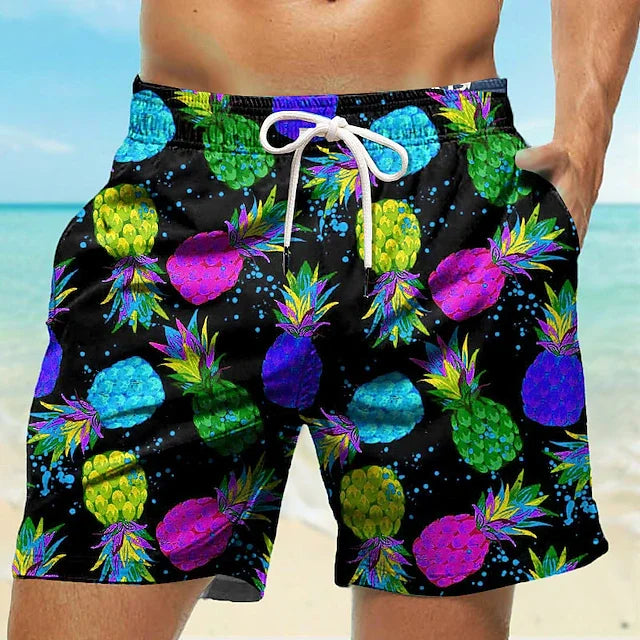 Pineapple 3D Print Shorts Swim Trunks Drawstring Summer New Quick Dry Short Holiday Beach Hawaiian Shorts