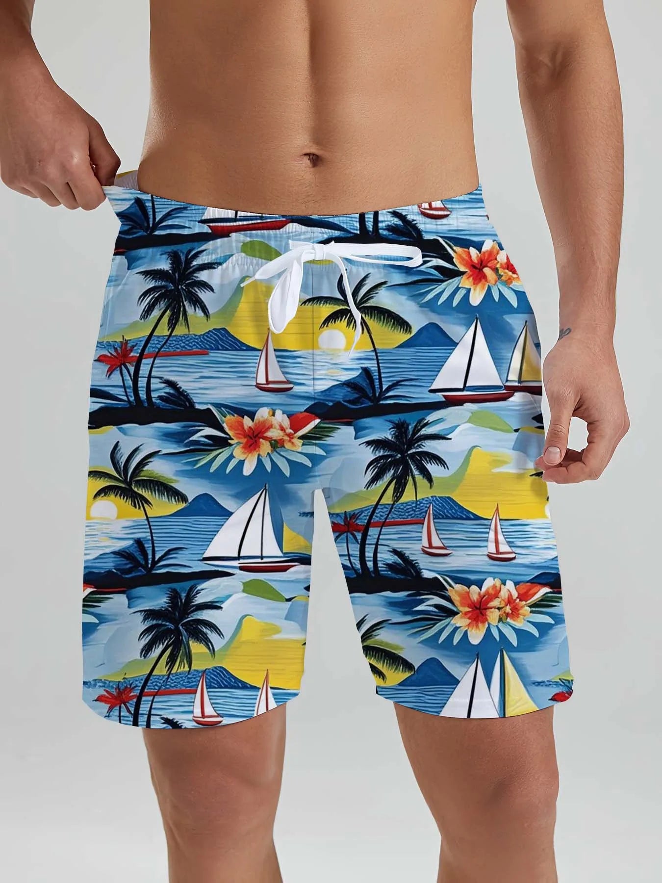 Hawaiian Men's Beach Shorts Tropical Plant  3D Printed men's Shorts Summer Fashion New Swin Trunks Vacation Beach men's Clothing