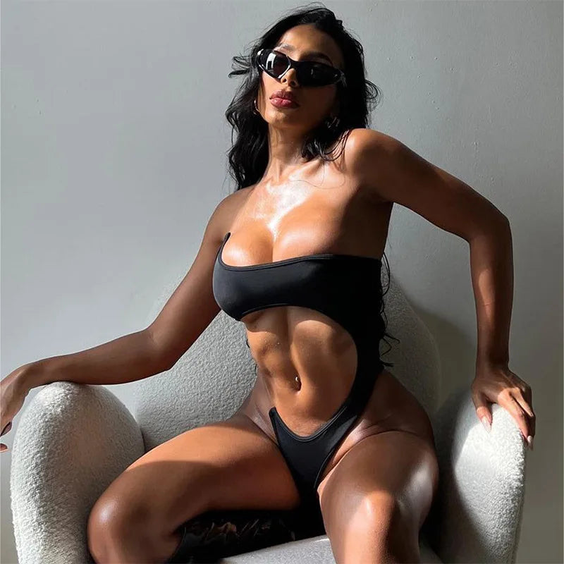 Cryptographic Hot Sexy Cut Out One Piece Swimsuit In Black Fashion Outfits Holiday Bodysuits Beachwear Swimwear