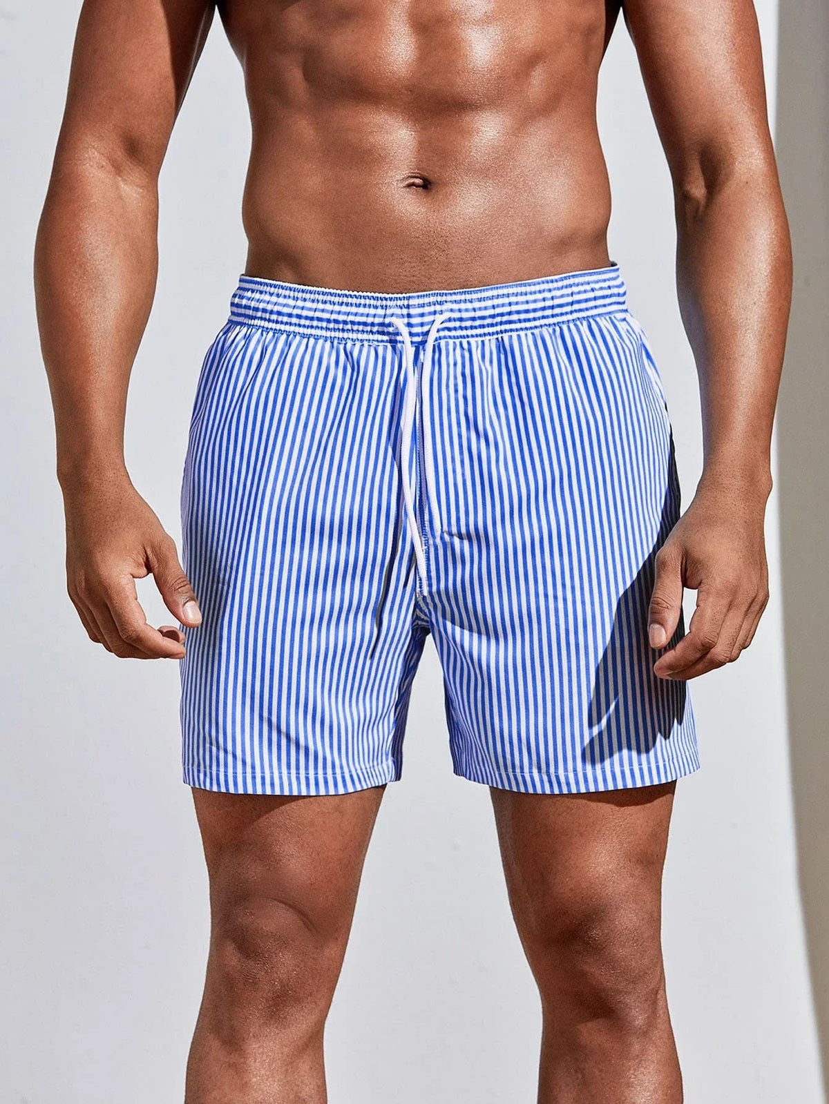 New 3d Line Splicing Men's Sports Shorts For Summer Casual Soft Personalized Breathable Holiday Polyester Beach Surfing Shorts