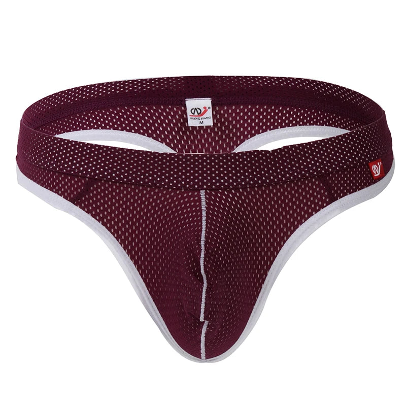 WJ Man Thong Low Waist Nylon Mesh Breathable Men's Thong T Briefs