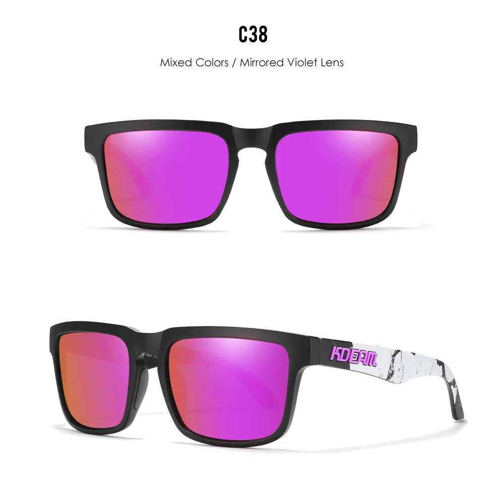 2025 Kdeam Polarized Sunglasses for Men Women Fashion Unisex Brand Trendy Outdoor Eyewear For Couple Mirror red lens