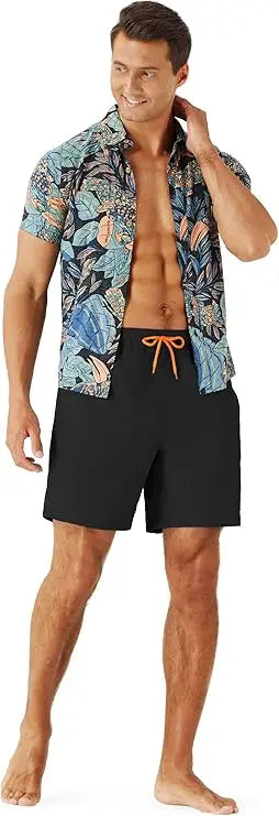 URBEST Men's Swim Trunks with Compression Liner Quick Dry Beach Shorts with Pockets for Beach and Swimming