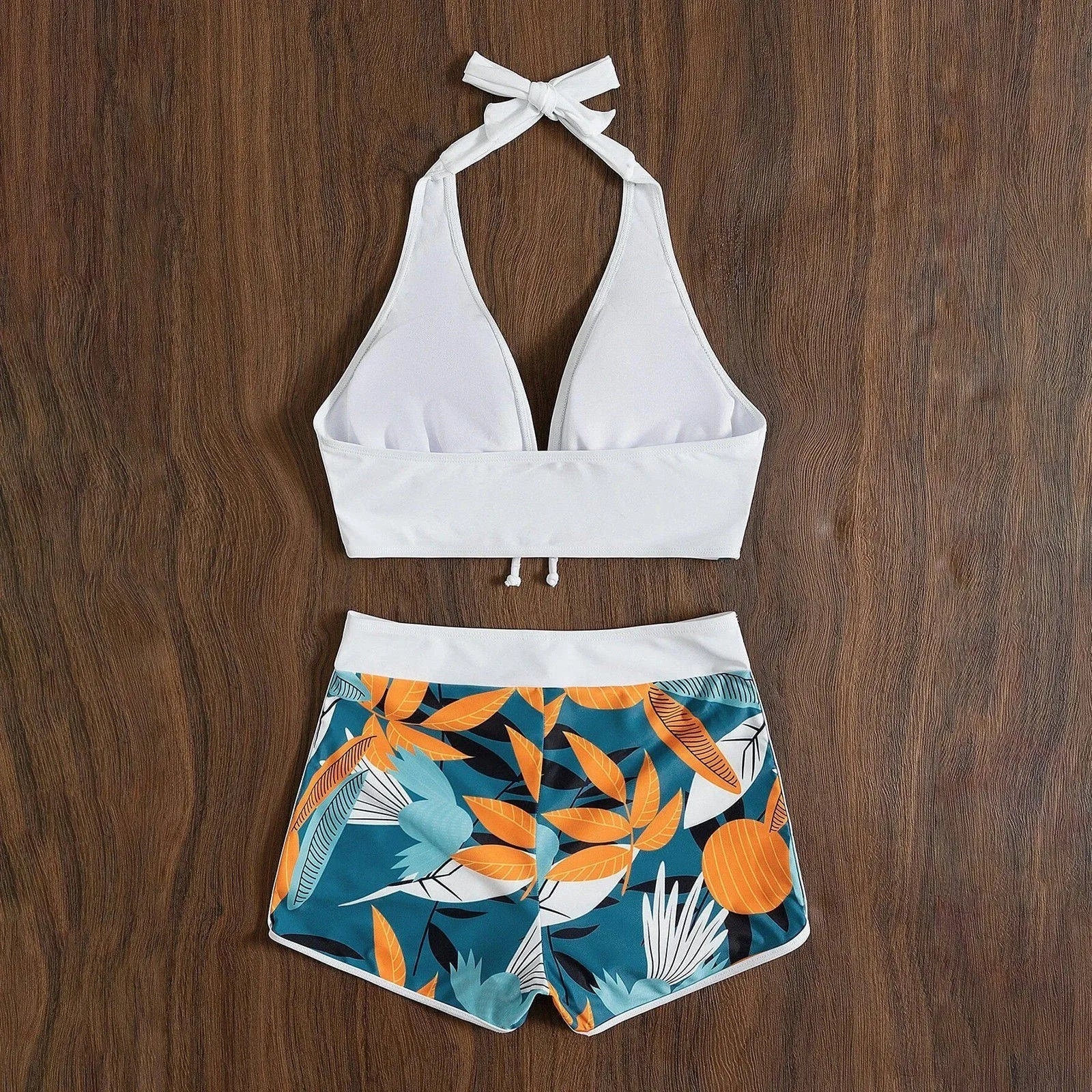 PLANT Bikini shorts Set  High Waist Swimsuit 2 Pieces Plant Print  Bathing Swim Suit Beachwear