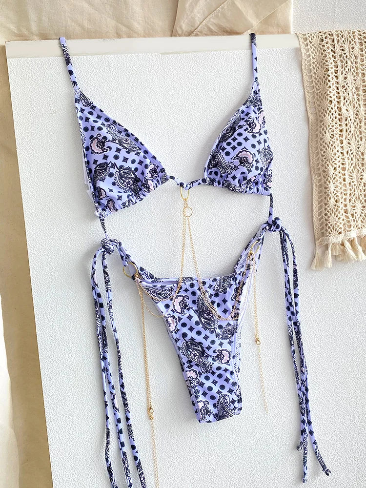 Sexy Triangle Chains Bikini Set
