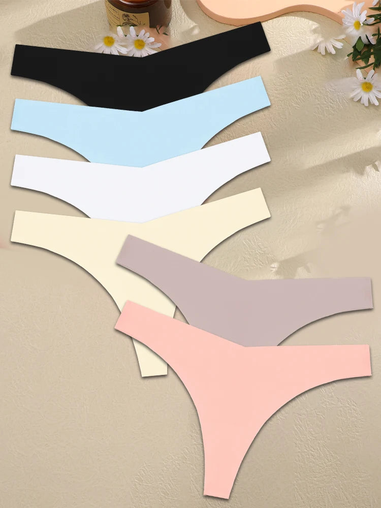 6pcs Ice Silk V-Waist Sport Thongs