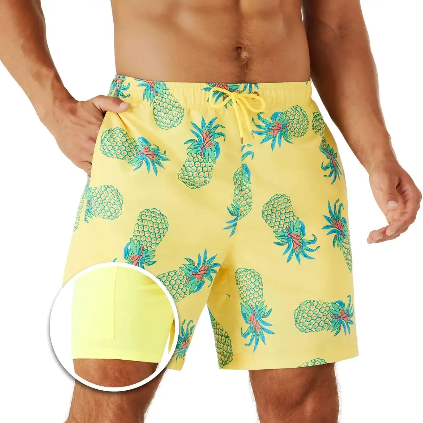 URBEST Men's Swim Trunks with Compression Liner Quick Dry Beach Shorts with Pockets for Beach and Swimming