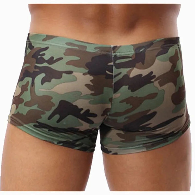 Camouflage Sexy Men Boxershorts Underpants Ice Silk U Pouch Men's Boxers Cuecas Low Waist Hombre Boxers Mens Shorts