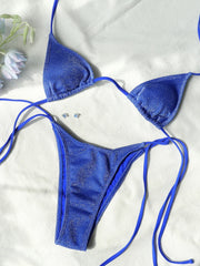 Shiny Bandage Triangle Bikini Set