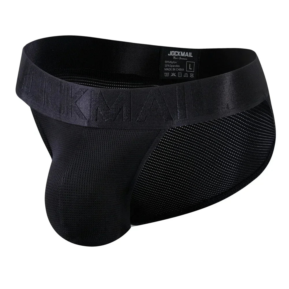 JOCKMAIL Underwear Briefs Underpants Nylon Mesh Quick Dry Men's Briefs Bikini Slip Men's Tanga Briefs Nylon  SPANDEX