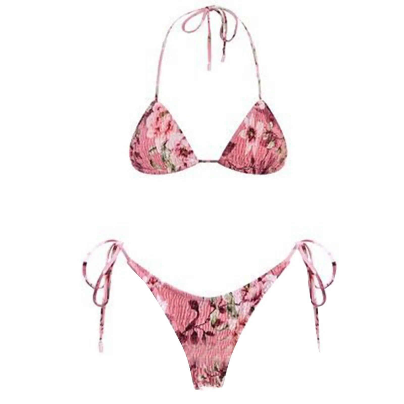 2025 Sexy Micro Bikini Side Tie Thong Two-Piece Swimwear Halter Swimming Suit For Women Floral Print Ladies Bathing Suit
