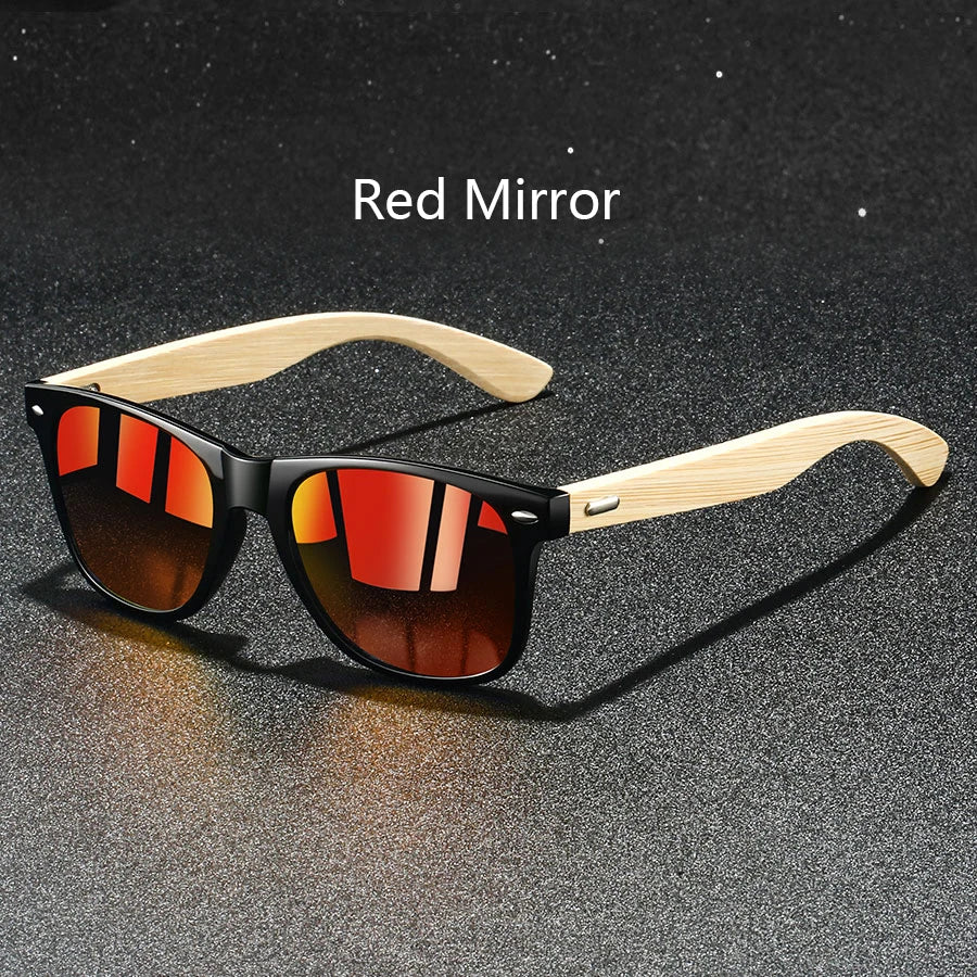 Fashion  Vintage Bamboo Wood Square Sunglasses Men Women Luxury Brand Designer Sun Glasses Wooden Driving Fishing UV400 Eyewear