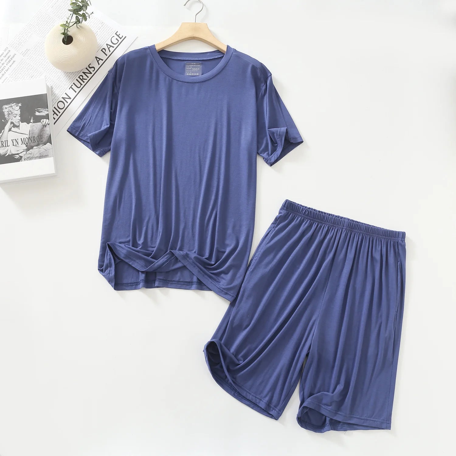 Summer Pajamas Male Modal Short Sleeved Shorts Suit Casual Large Size Two-Piece Set Men's Home Clothes Loungewear Pajama Hombre