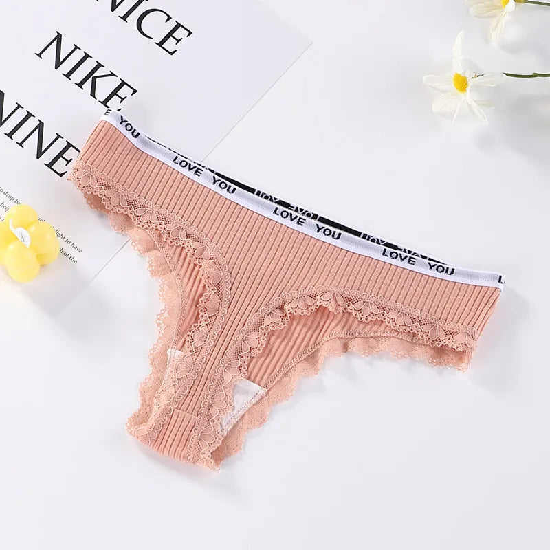 3PC Lace Tanga Low-Waist Thongs