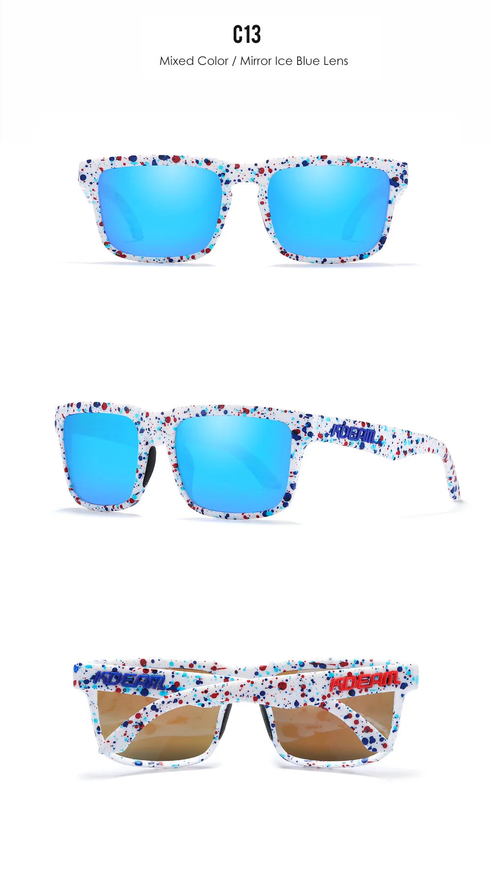 2025 Kdeam Polarized Sunglasses for Men Women Fashion Unisex Brand Trendy Outdoor Eyewear For Couple Mirror red lens
