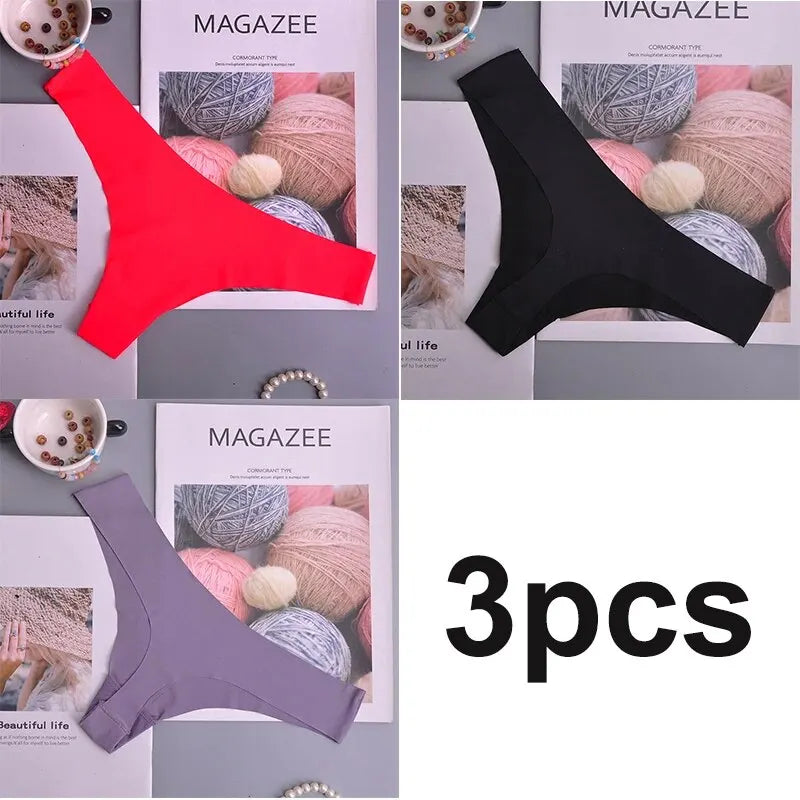 3pcs Seamless Ice Silk Panties