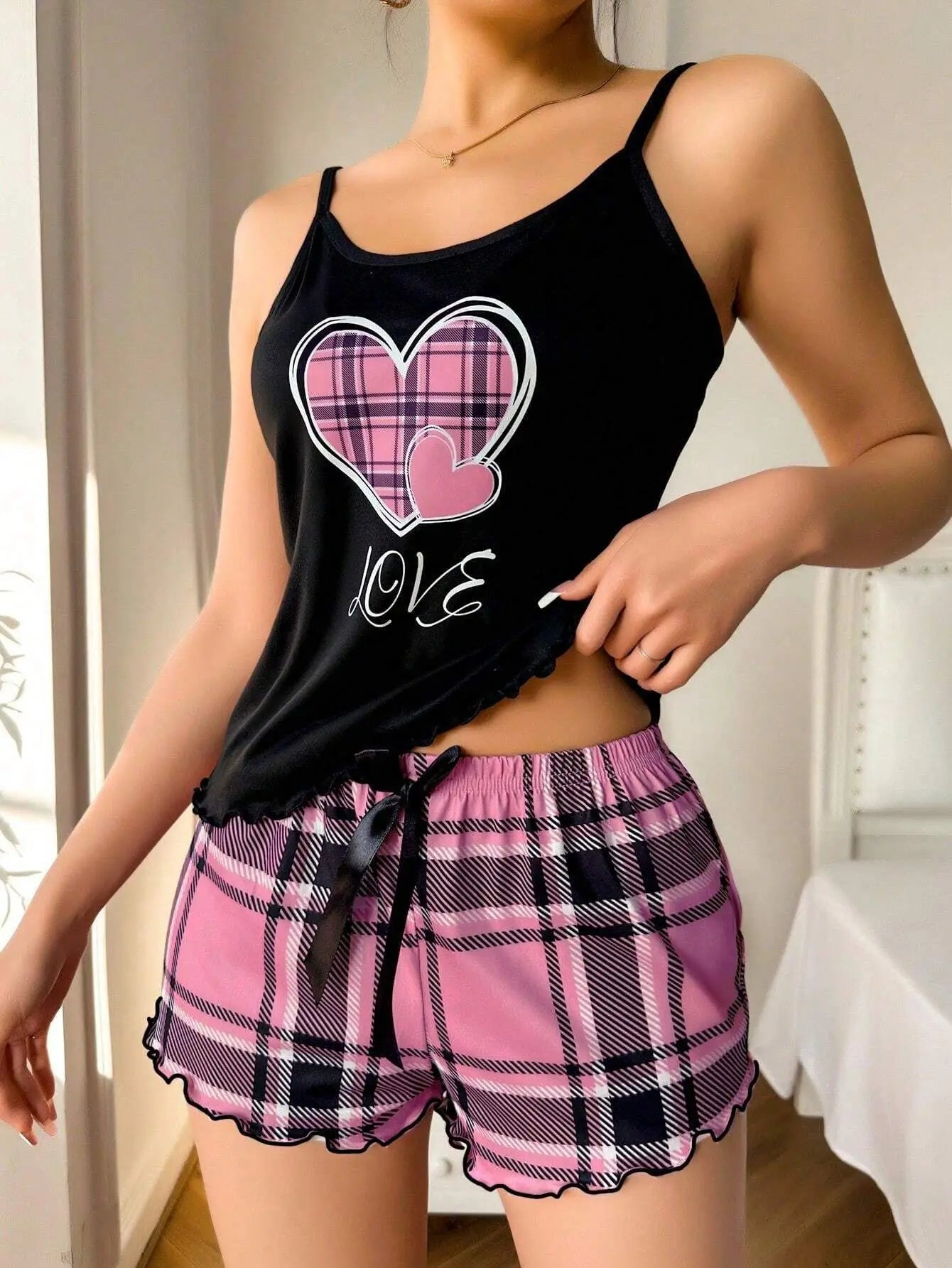 Summer Fashion Sweet Women's Halter Shorts Thin Pajamas Milk Silk Print Floral Two-piece Home Wear Women