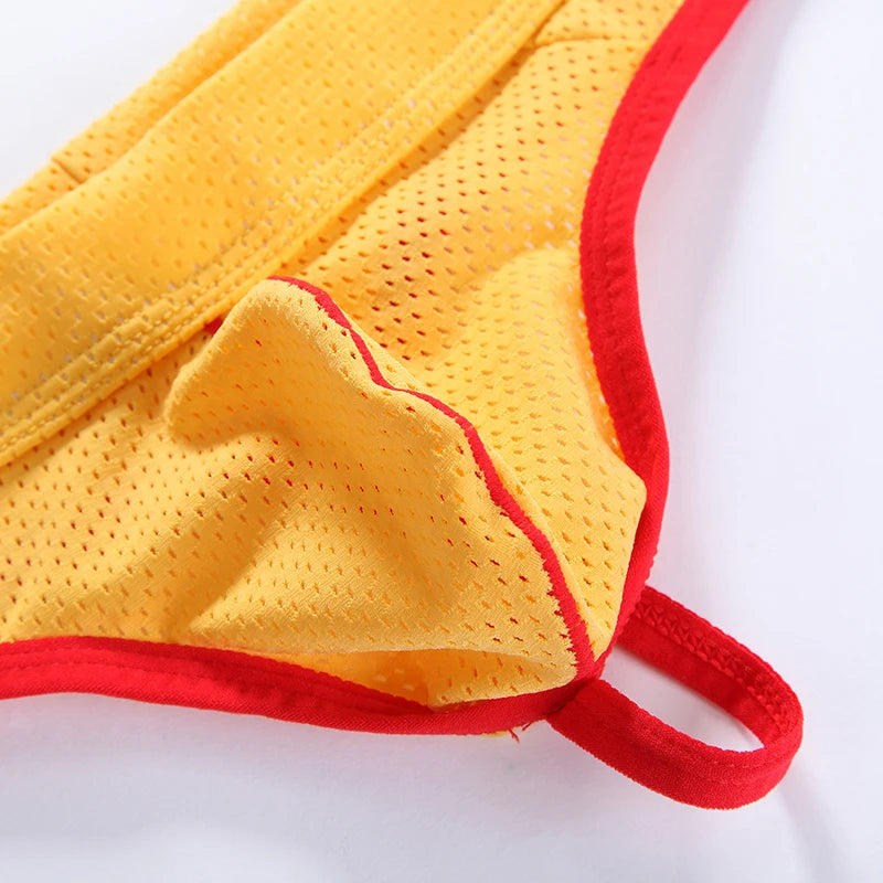 WJ Man Thong Low Waist Nylon Mesh Breathable Men's Thong T Briefs