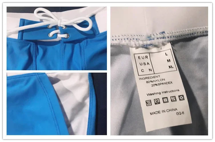 SOLID Men's Surf Board Shorts Boxer Briefs Tethered Swimsuit Beachwear 2025 New
